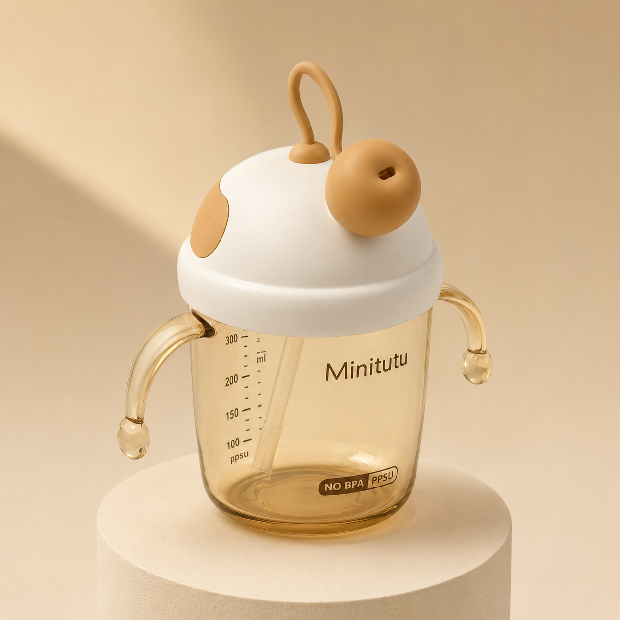 Minitutu Fruit 2 in 1 PPSU Straw Cup 300ml for 12+ Months | BPA-Free Baby Training Cup with Handles – CB709